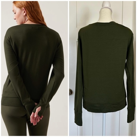Athleta NWT Sunrise V-neck Sweatshirt - Aspen Olive - XS - Picture 2 of 4